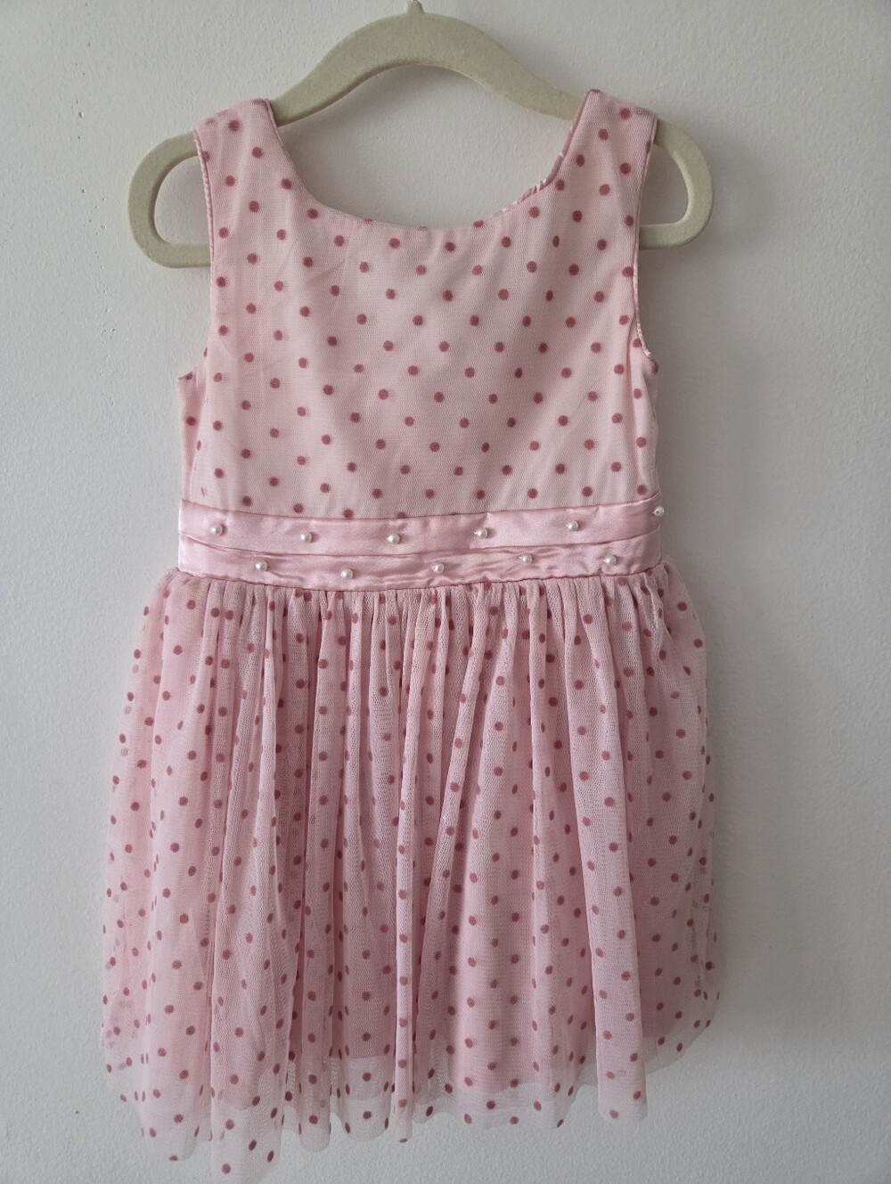 Pink Polka Dot Tulle Party Dress for Girls